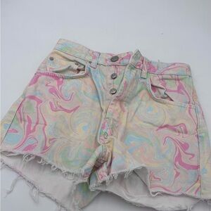 Zara Pastel Patterned Jean Shorts